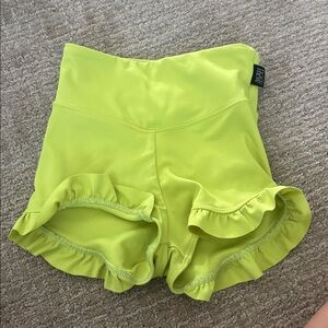 Bright Yellow Ruffle Athletic Shorts